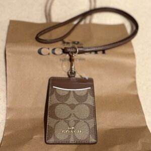Coach Brown and Tan Leather Lanyard New with Tag